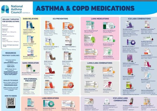 Update to popular asthma medications wall chart for health professionals